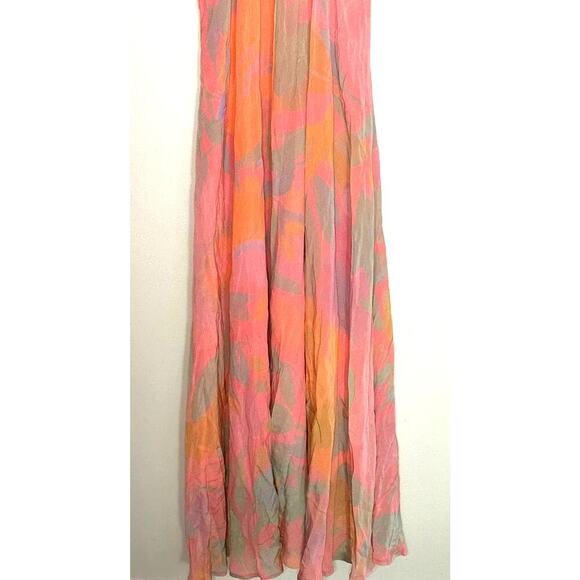 VEDA Multi Corazon Maxi XL Short Sleeve Double-V Neck Empire Smocked Pastel M - Picture 11 of 16